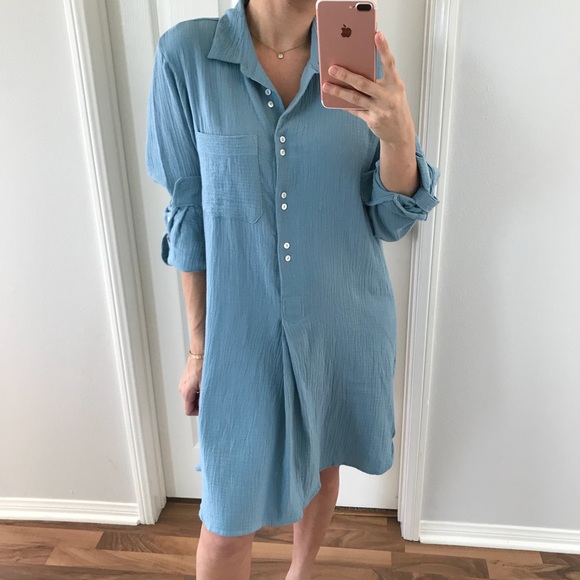LAST • Beachy Blue Shirt Dress - Picture 6 of 8